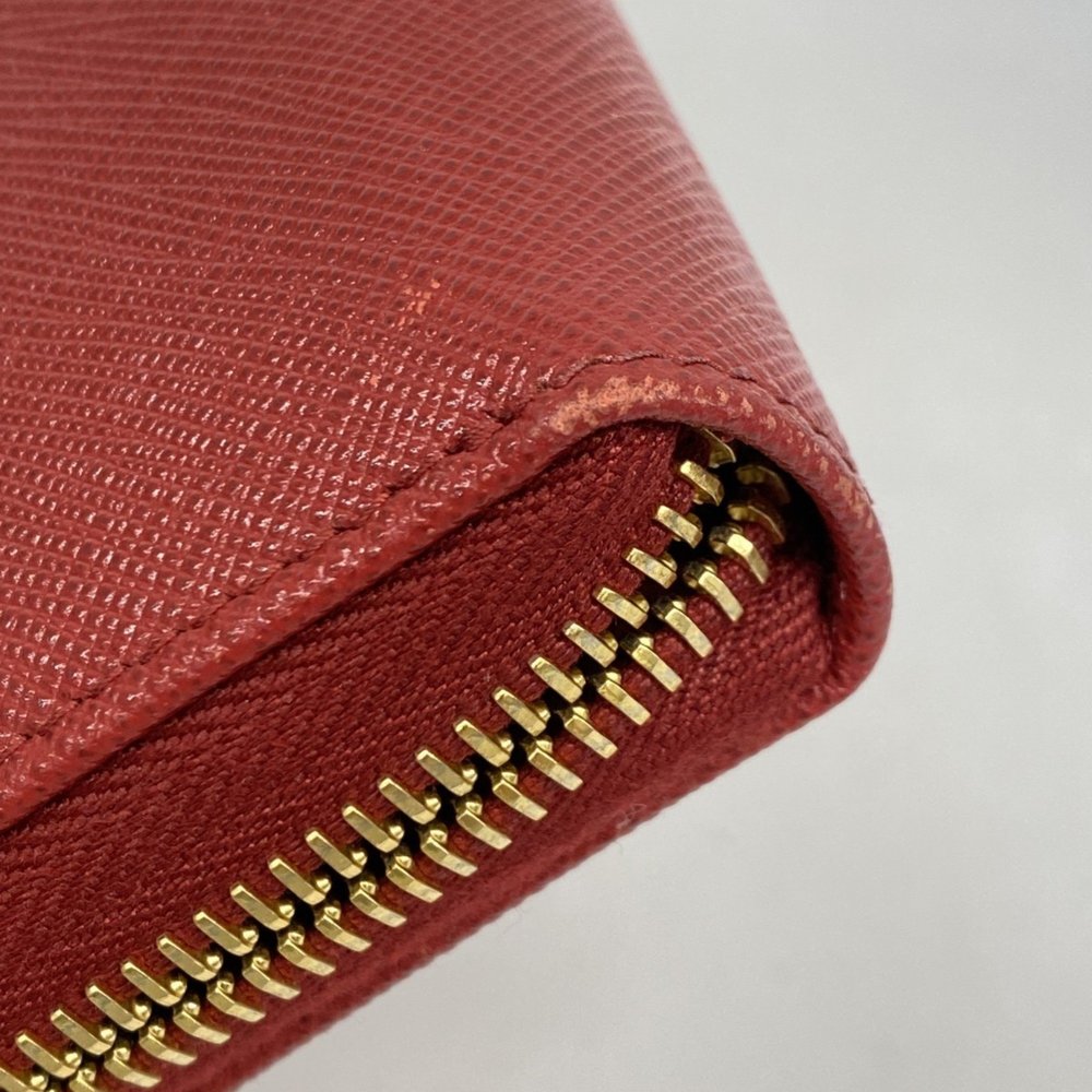 Prada Long Wallet Saffiano Leather Red Women's - Picture 11 of 12